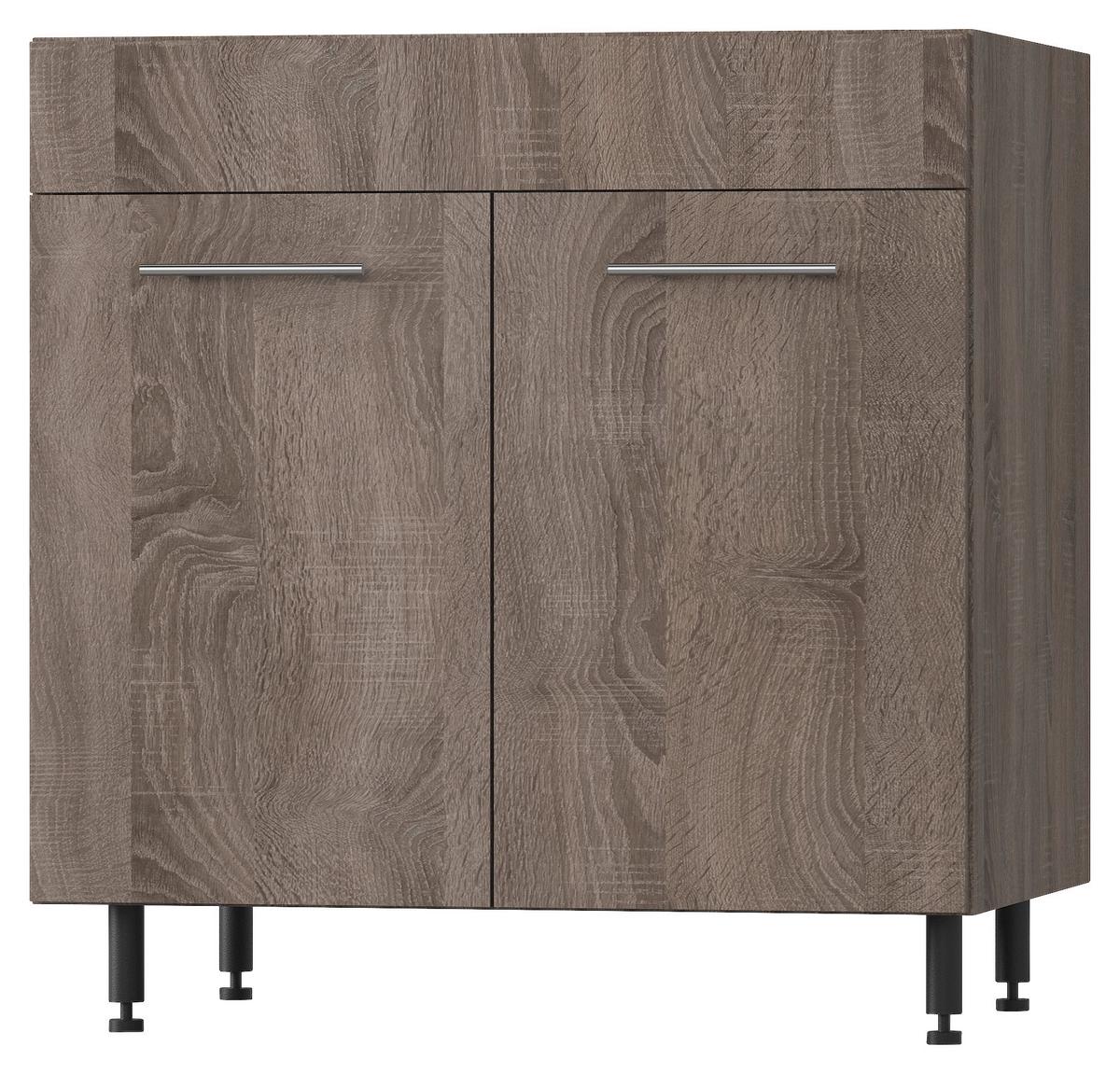 Mosogató Alsószekrény Corina 2 - tölgyfa színű, Modern, műanyag/faalapú anyag (80/82,4/58cm)