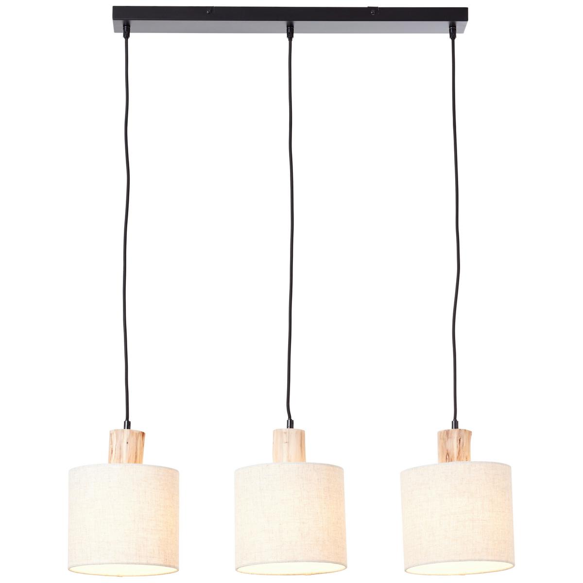 Pendelleuchte 99538/96 Pia - Schwarz/Naturfarben, Natur, Holz/Textil (80/20/130cm) - Brilliant