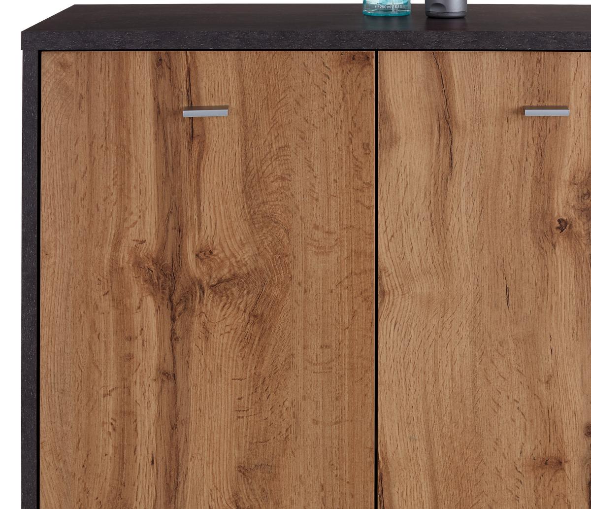 Komód 4-You 74/112 Cm - tölgyfa/szürke, Modern, faalapú anyag (74/111.4/34,6cm)