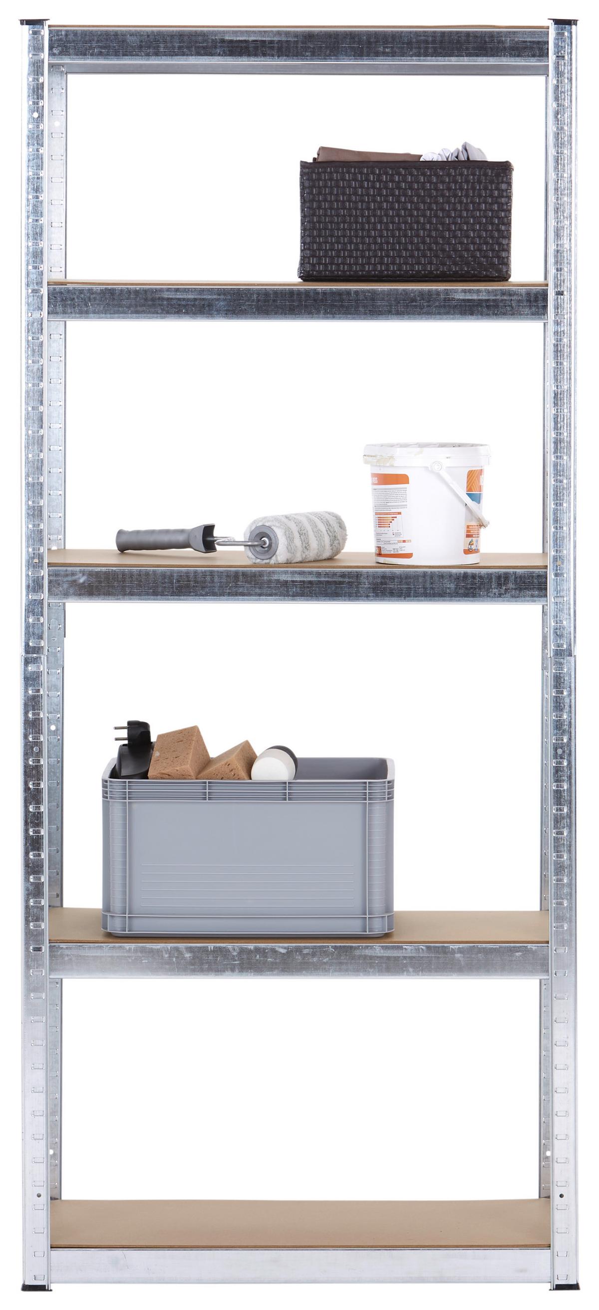 Schwerlastregal Leo - Silberfarben, Trend, Holzwerkstoff/Metall (75/175/30cm) - Homezone
