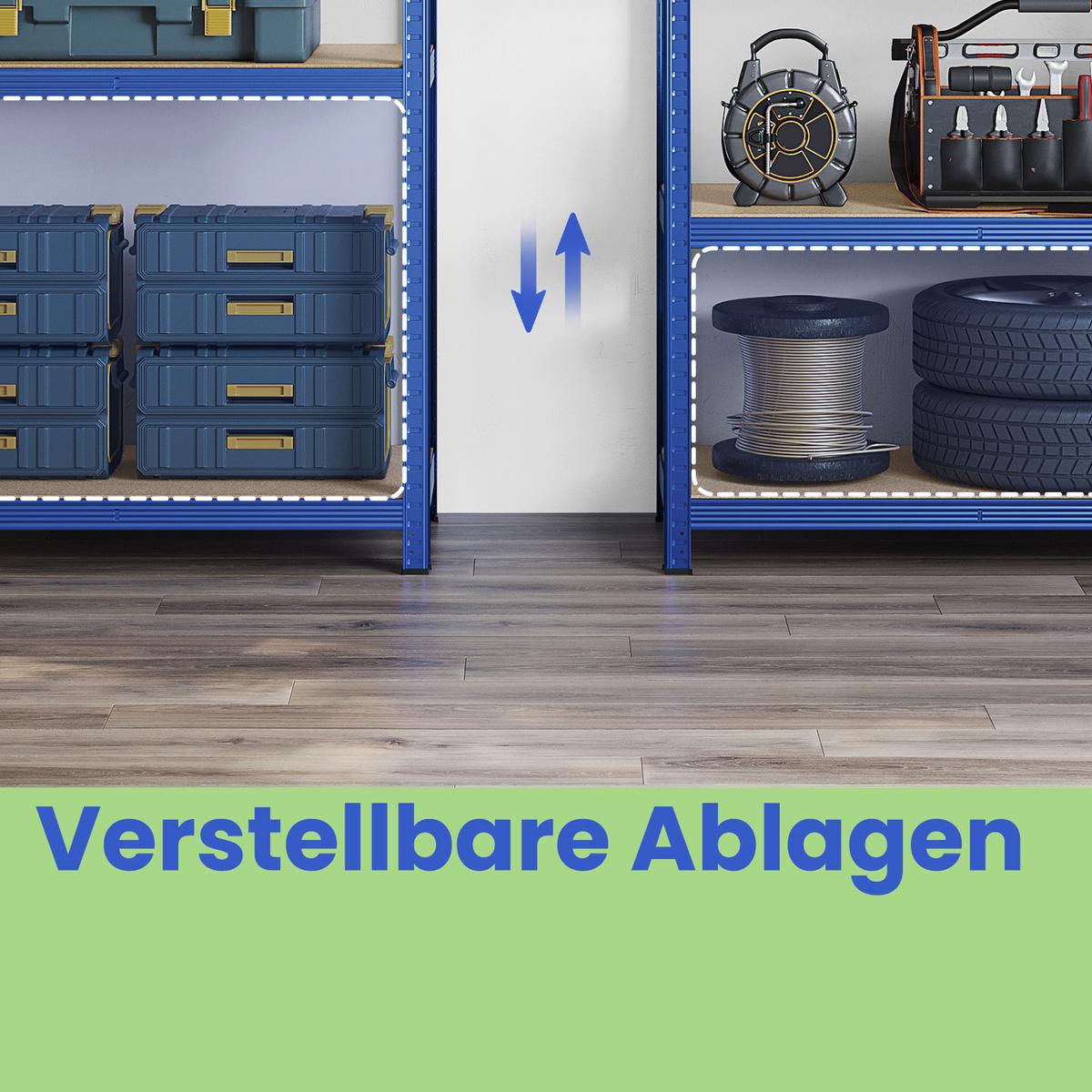 Schwerlastregal Blau, Hellbraun B: 100 Cm - Blau/Hellbraun, Basics, Holzwerkstoff/Metall (100/200/50cm)
