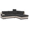 Ecksofa mit Schlaffunktion & Bk, Seaside Schwarz/Sandfarben - Sandfarben/Chromfarben, KONVENTIONELL, Textil (264/217cm) - MID.YOU