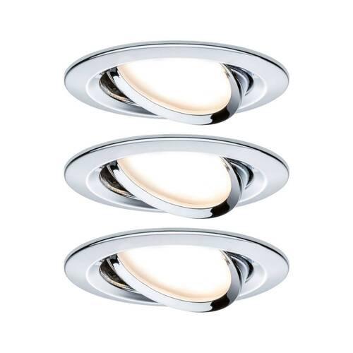 LED-Deckenleuchte 3er-Set Ø 8,4 cm, 3-Flammig, Rund - Chromfarben/Alufarben, Basics, Metall (8,4cm) - Paulmann