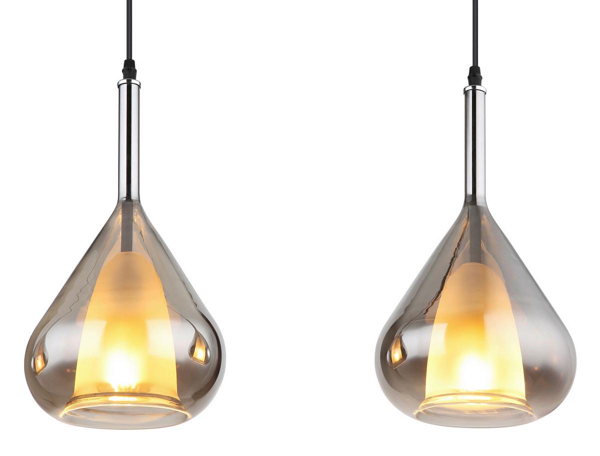 Hängeleuchte 15542-3 - Schwarz/Grau, Design, Glas/Metall (90/20/140cm) - Globo