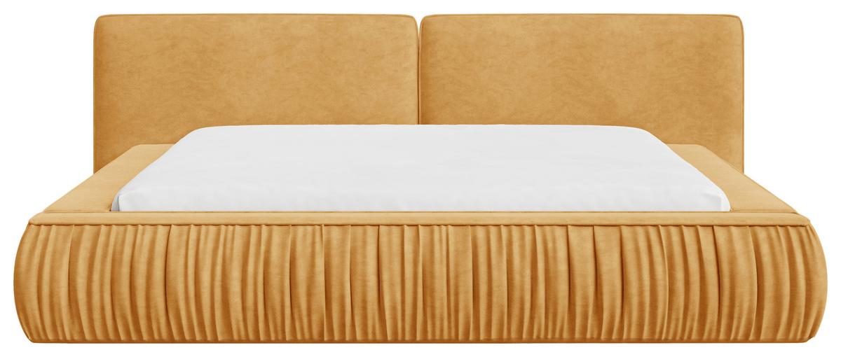 Polsterbett Vanessa mit Bettkasten 160x200 - Senfgelb/Schwarz, MODERN, Holz/Metall (160/200cm) - Livetastic