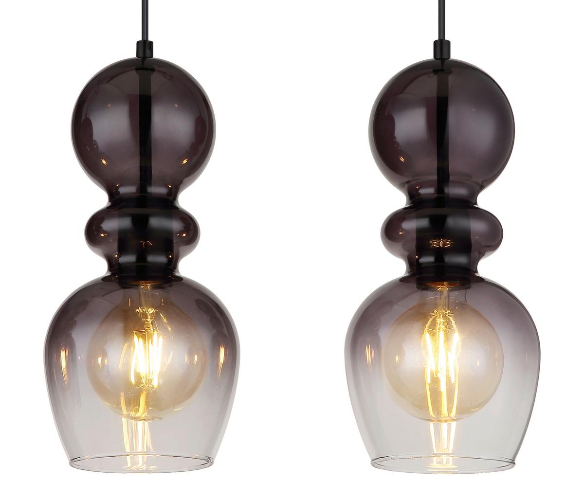HÄNGELEUCHTE 15174-4H CLARITY - Schwarz, KONVENTIONELL, Glas/Kunststoff (82/15/150cm) - Globo