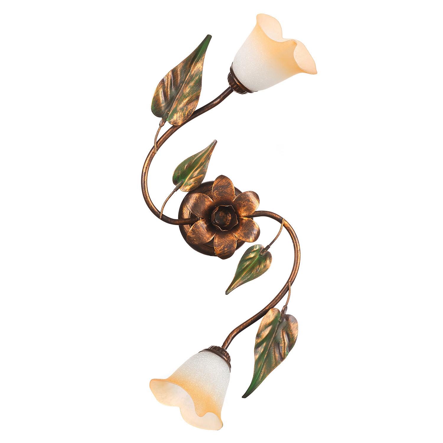 Deckenleuchte 4620/Pl2 - Olivgrün/Bronzefarben, Natur, Glas/Metall (70/28/28cm)