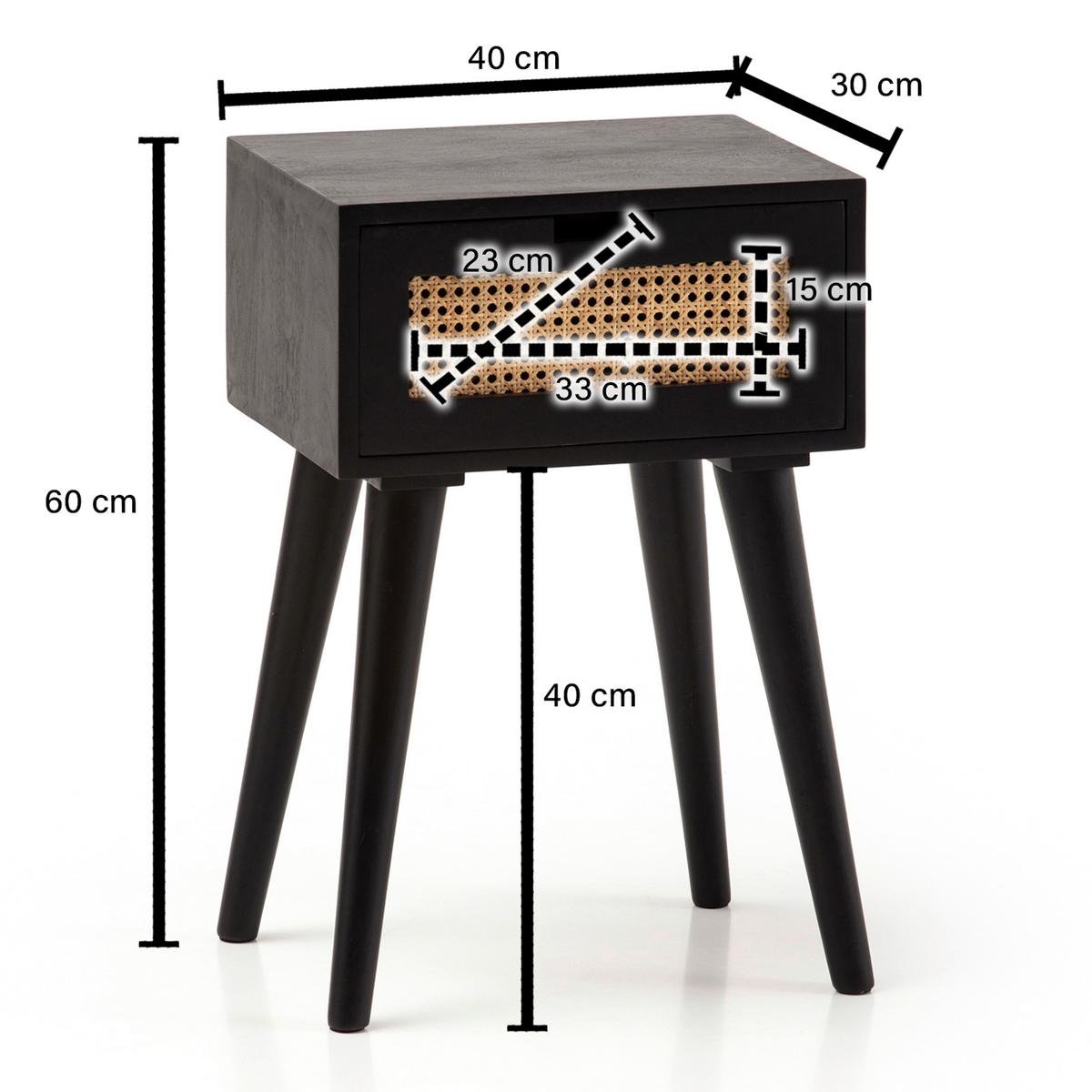 Nachtkästchen Schwarz, B: 40 Cm - Schwarz/Braun, LIFESTYLE, Holz (40/60/30cm) - MID.YOU