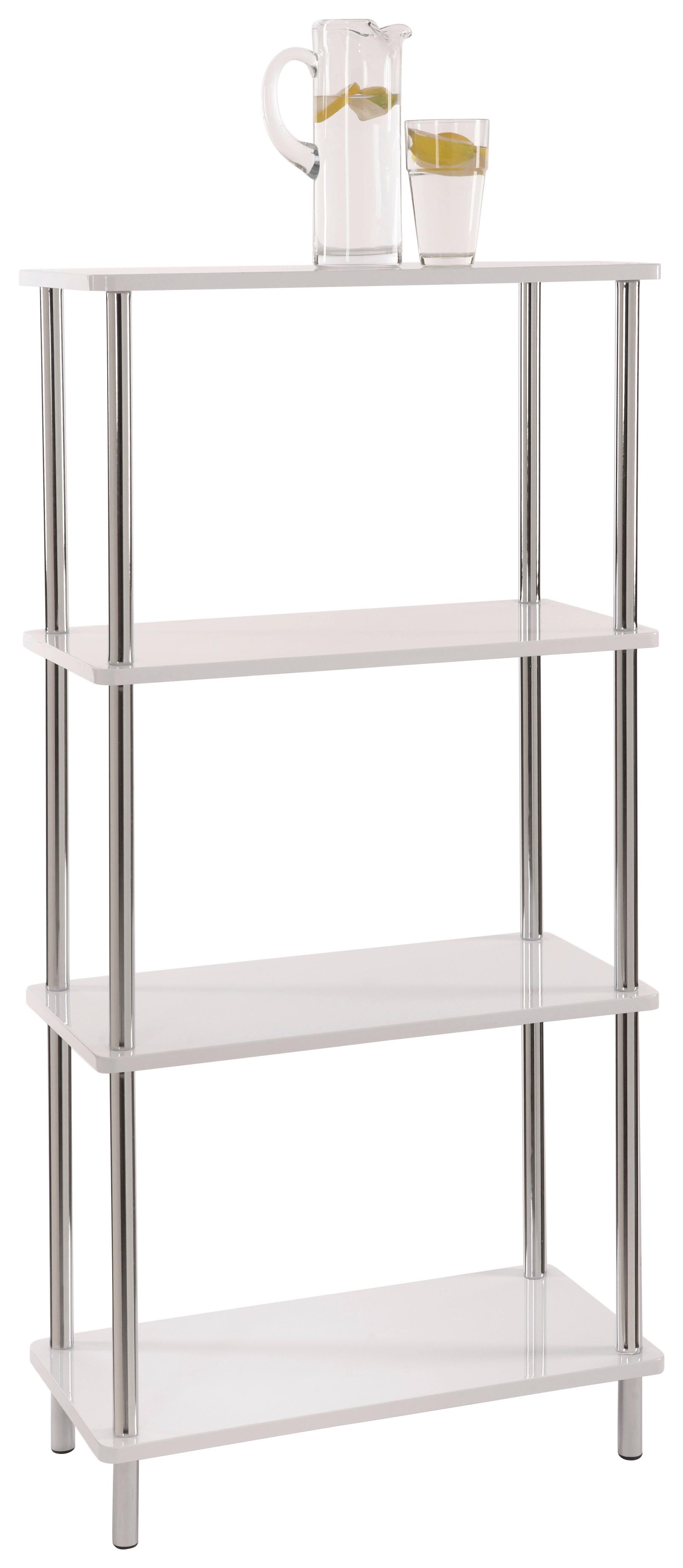 REGÁL TIM 2 - biela/chrómová, Modern, kov/kompozitné drevo (60/120/30cm) - Möbelix Exklusiv