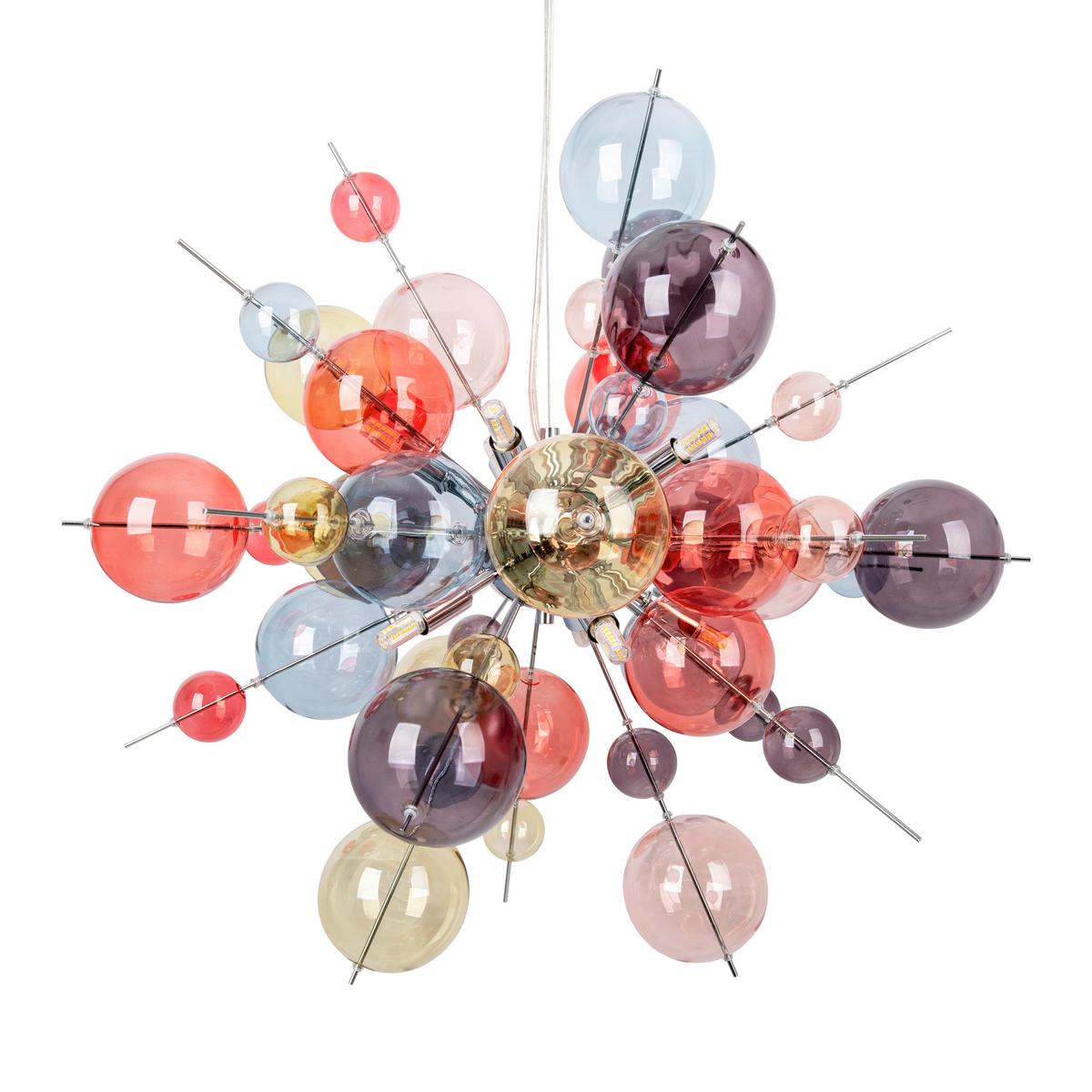 Hängeleuchte Farbglas, 280w - Chromfarben/Multicolor, Design, Glas/Metall (65/193cm) - Näve