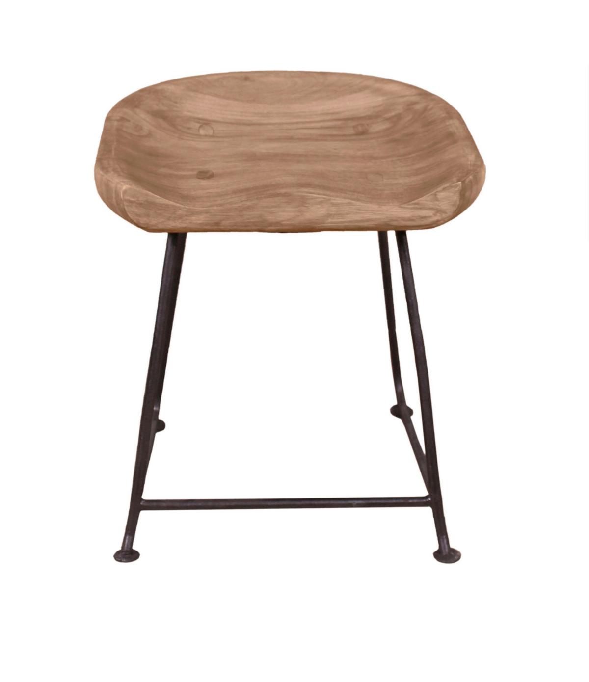 HOCKER Naturfarben/Schwarz B: 42cm - Schwarz/Naturfarben, Design, Holz/Metall (42/48/38cm) - MID.YOU