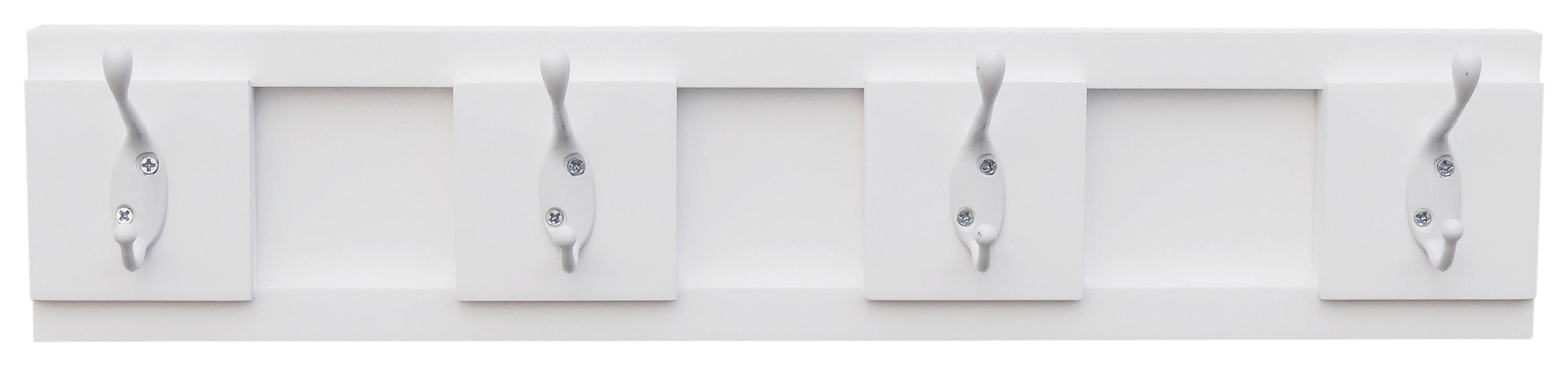 Hakenleiste Helga B: 48 cm 4 Haken - Weiß, MODERN, Holzwerkstoff/Metall (48/10/9cm)