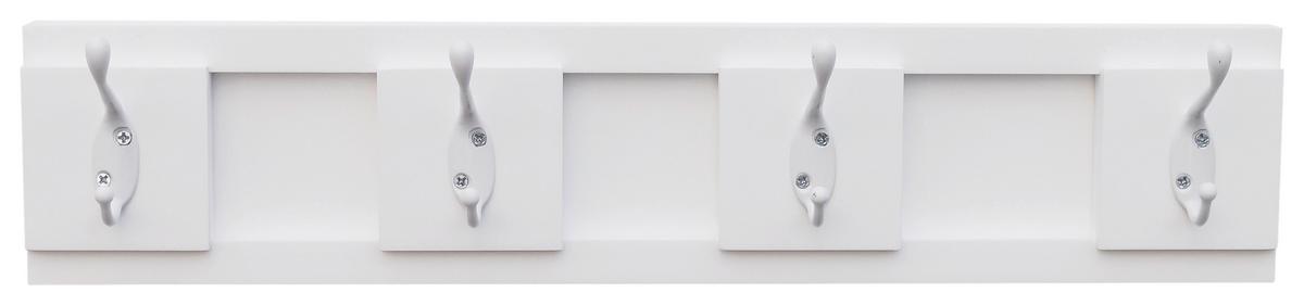 Hakenleiste Helga B: 48 cm 4 Haken - Weiß, MODERN, Holzwerkstoff/Metall (48/10/9cm)