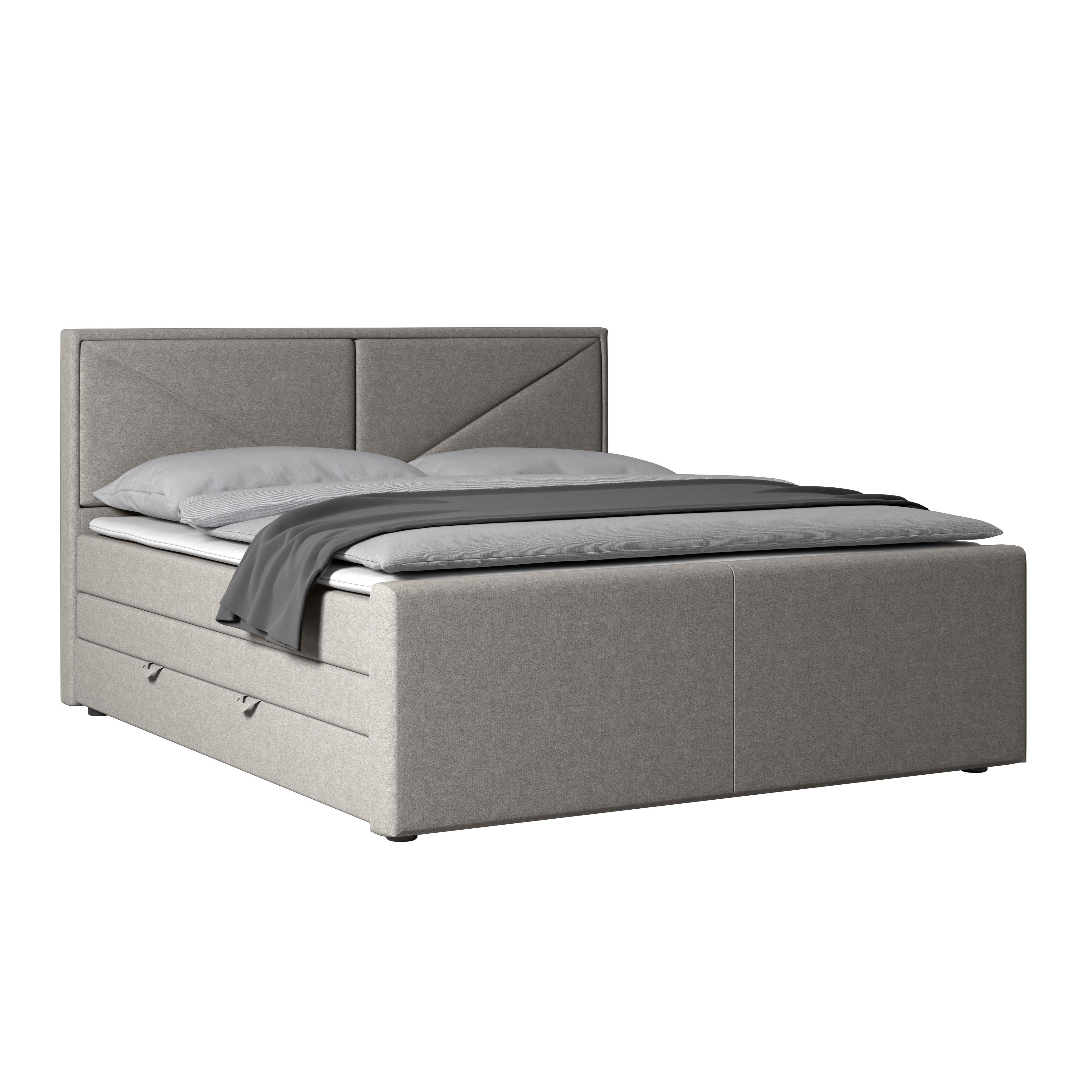 Boxspringbett Mit Topper & Bettkasten 180x200 Lima - Silberfarben/Schwarz, MODERN, Karton/Holzwerkstoff (180/200cm) - MID.YOU