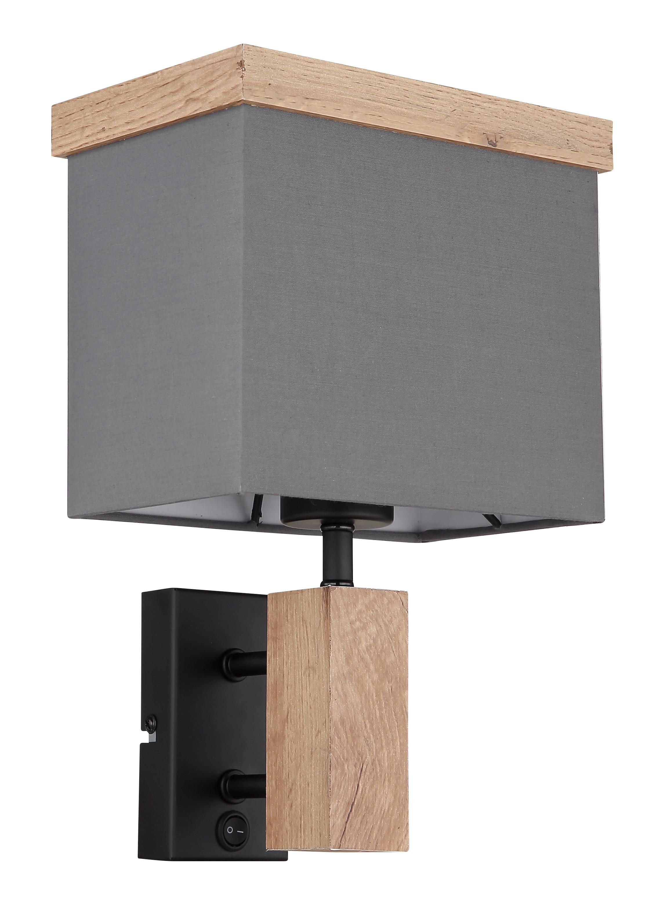 Wandleuchte 15578w - Anthrazit/Naturfarben, KONVENTIONELL, Holzwerkstoff/Textil (20/15/30cm) - Globo