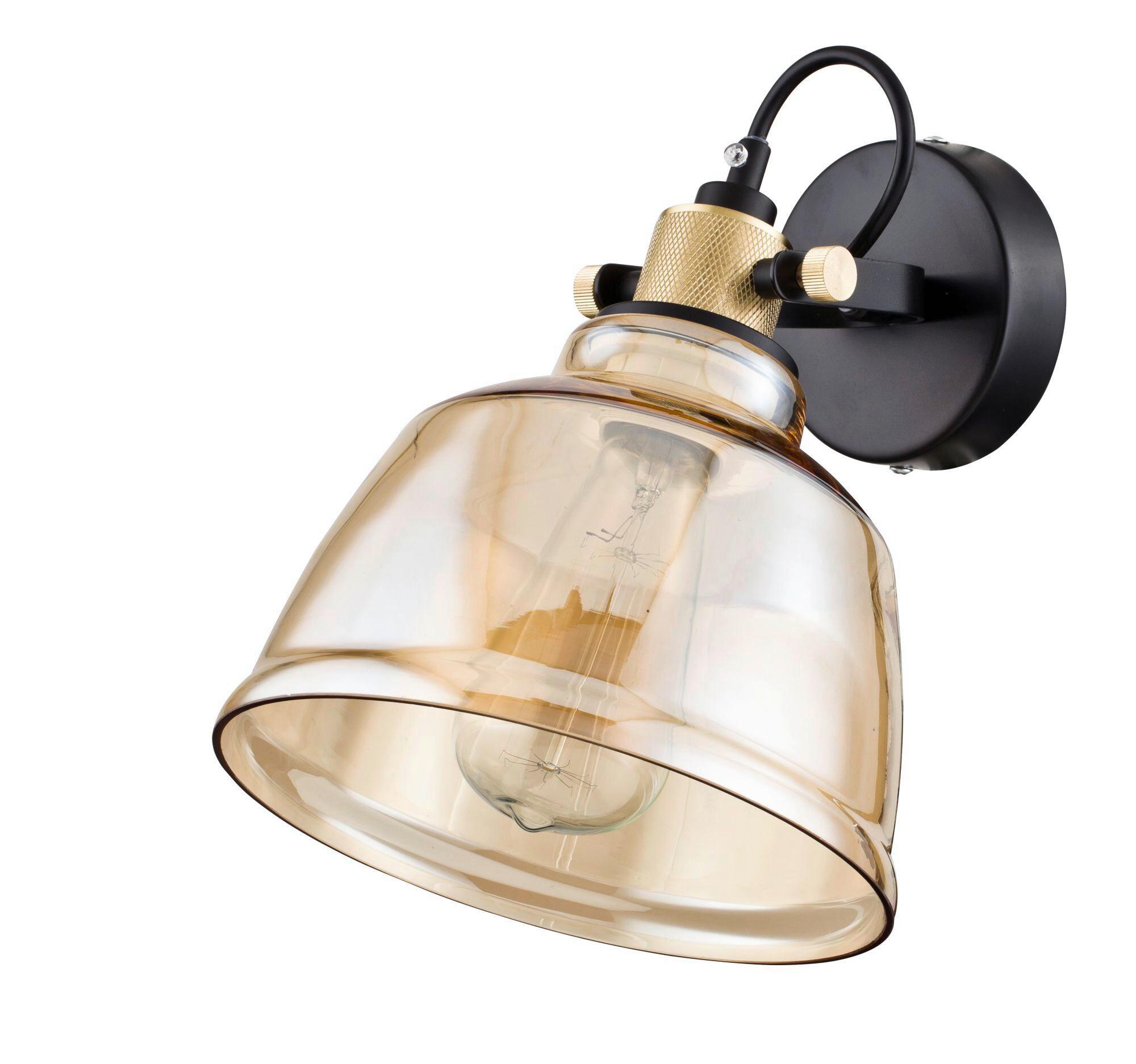 Wandleuchte Irving - Bernsteinfarben/Schwarz, Trend, Glas/Metall (27/20/25cm) - MAYTONI
