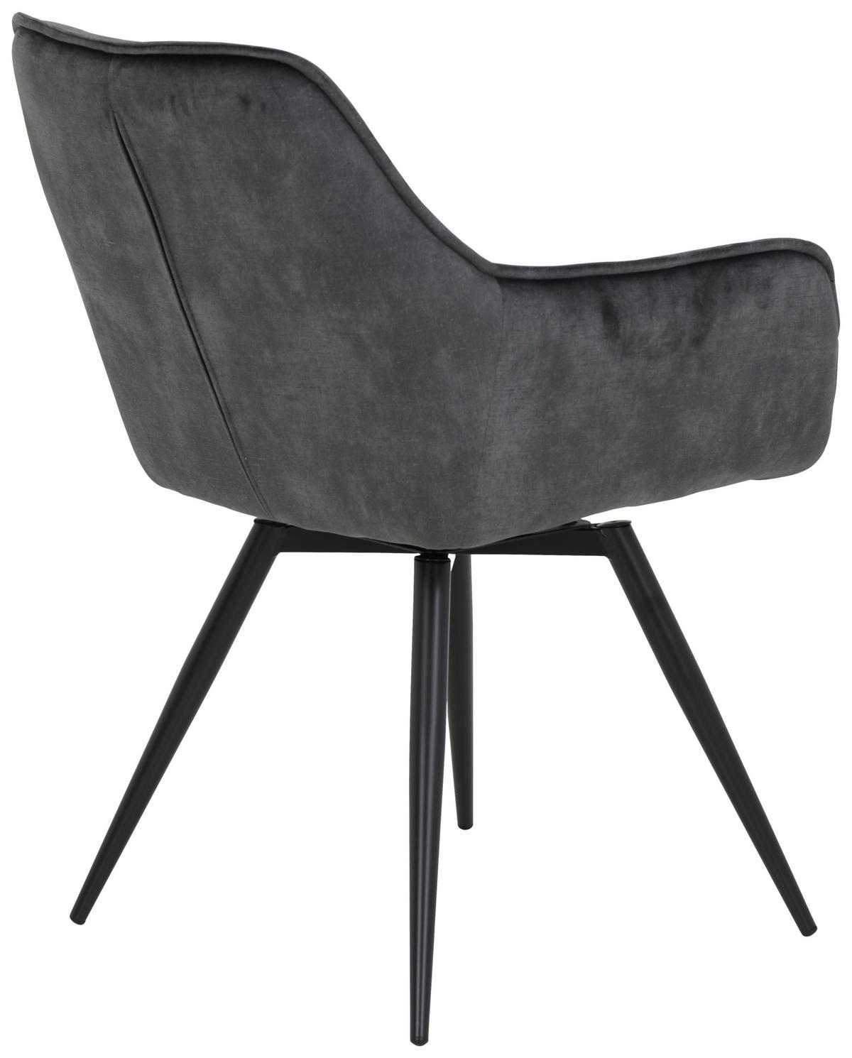 Armlehnstuhl Florentina Anthrazit Gepolstert 2er-Set - Anthrazit/Schwarz, MODERN, Textil/Metall (56/82/63cm) - MID.YOU