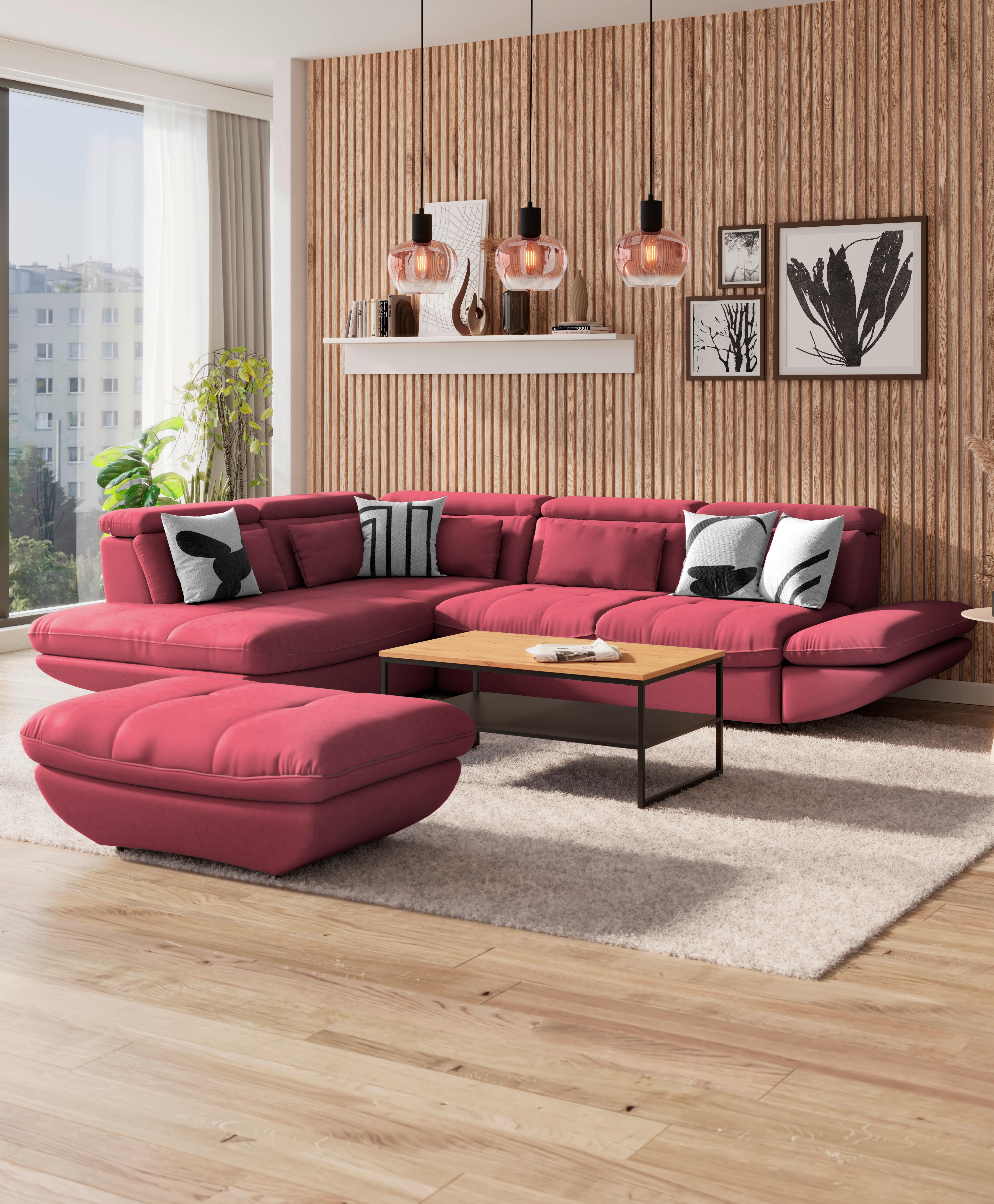 Wohnlandschaft Park - Koralle/Schwarz, MODERN, Textil (311/233cm) - Luca Bessoni