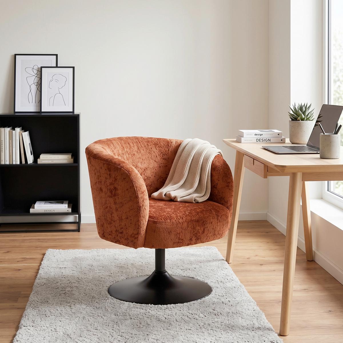 Otočná stolička GIRO, terakotová ženilka, max.120 kg - čierna/terakotová, Modern, kov/textil (67/68/73cm) - Premium Living