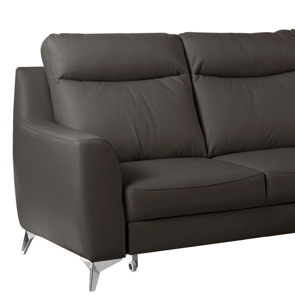 Ecksofa Gio Dunkelbraun S: 168x236 Cm - Chromfarben/Dunkelbraun, Design, Leder/Textil (168/236cm) - Livetastic