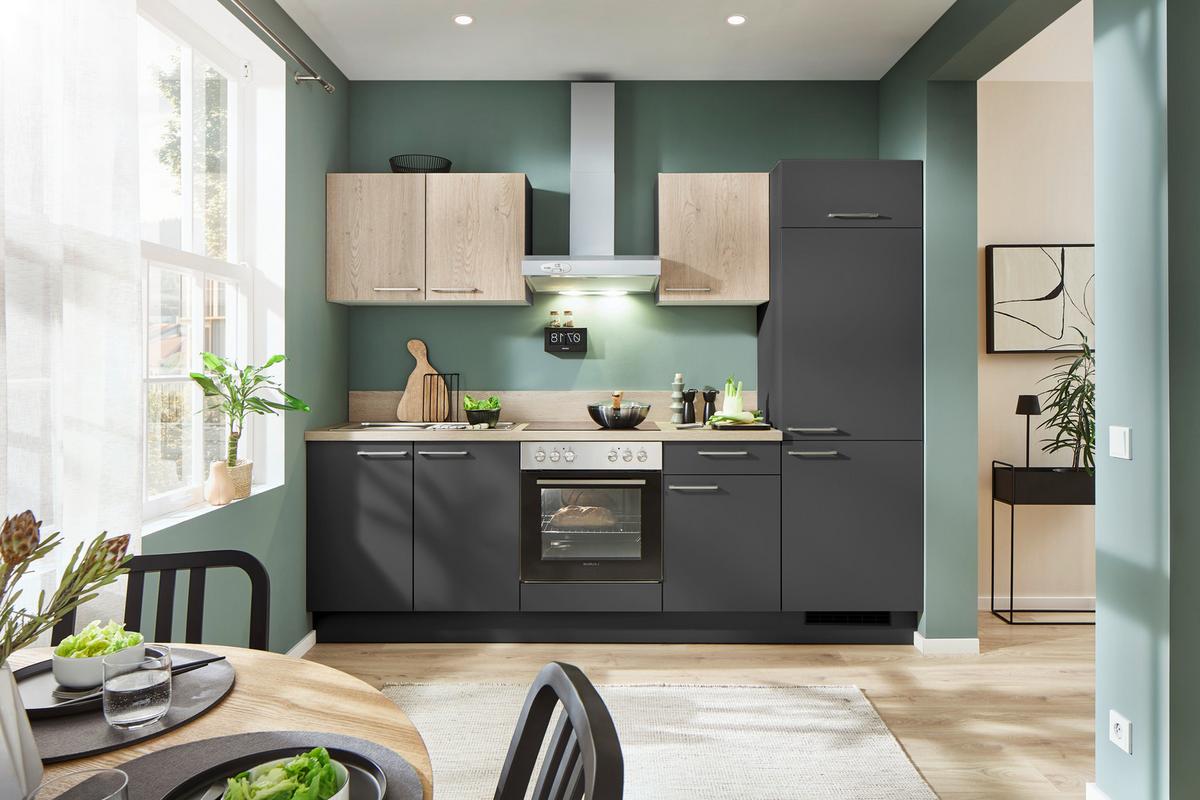 Küchenblock Pn80/pn100 - Eichefarben/Graphitfarben, MODERN, Holzwerkstoff (260cm) - Pino