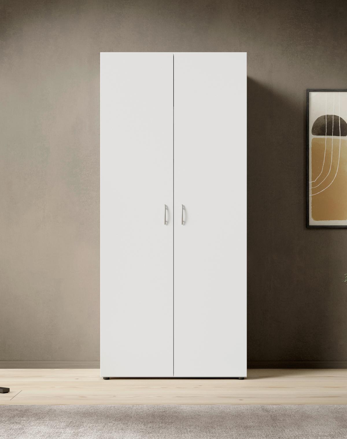 Kleiderschrank B: 81 cm Joe Weiß - Weiß, Basics, Holzwerkstoff (81/177/51cm)