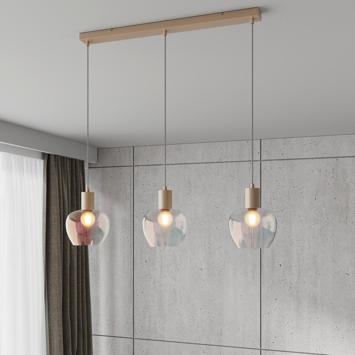HÄNGELEUCHTE RENI - Champagner/Transparent, MODERN, Glas/Kunststoff (86/18/120cm)
