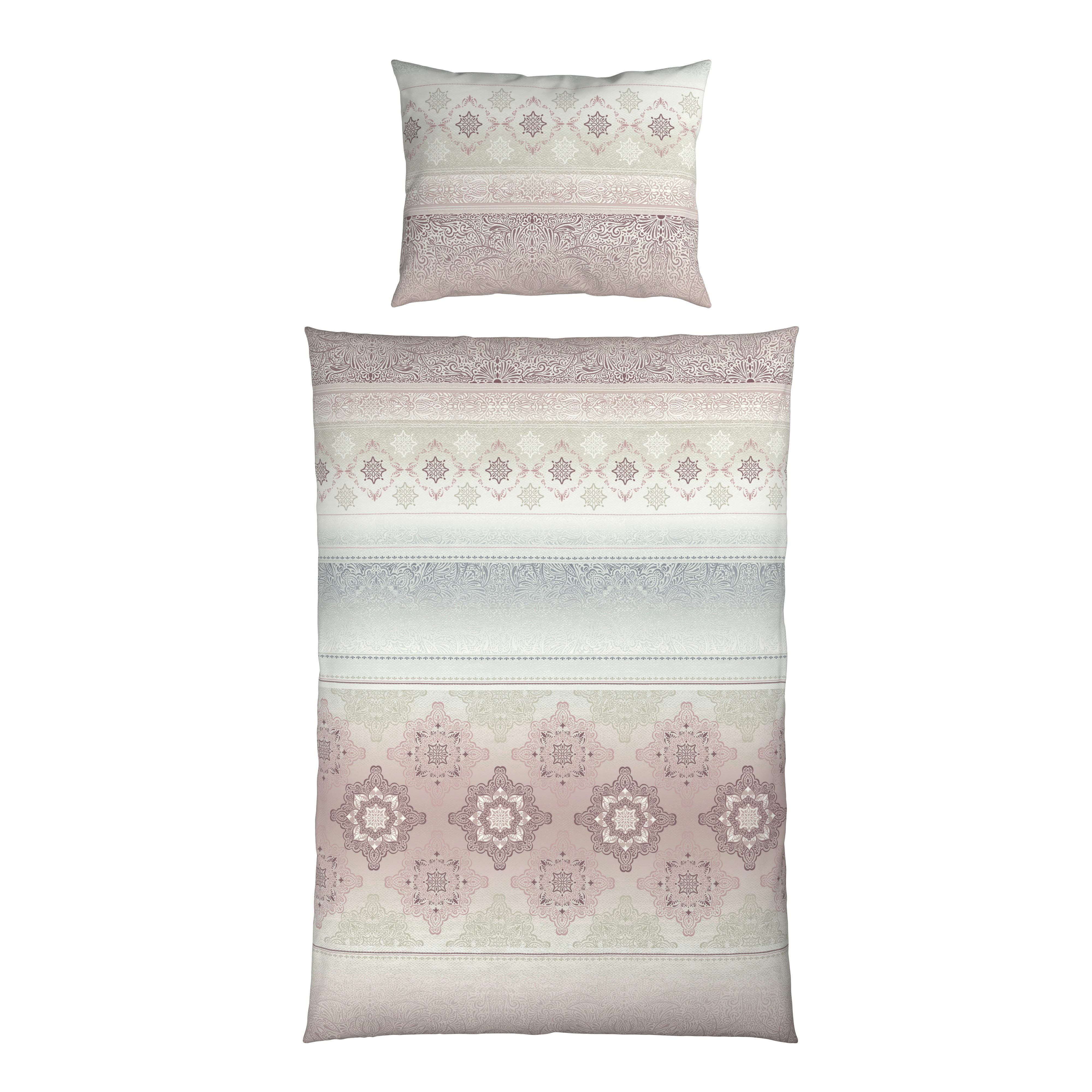 Bettwäsche Sigrid - Beere/Grau, ROMANTIK / LANDHAUS, Textil - James Wood