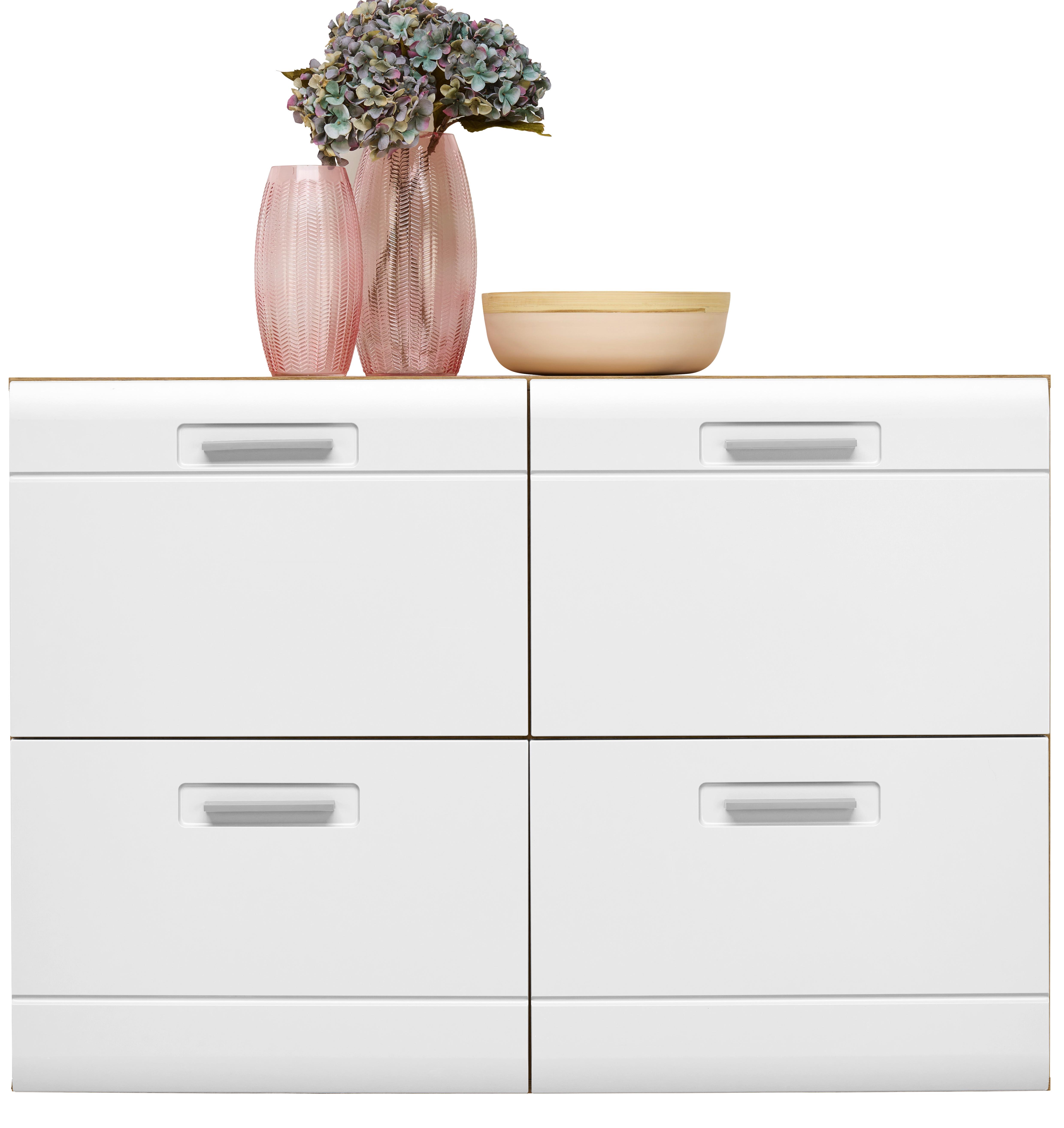 Schuhschrank Auris Weiß/eiche Dekor B: 120 Cm - Eichefarben/Weiß, MODERN (120/82,7/37,1cm) - Luca Bessoni