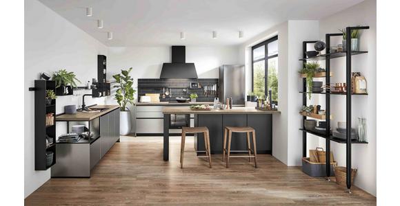 Eckküche Edelstahlfarben Gebürstet, Planbar Nach Maß - Edelstahlfarben, MODERN, Holzwerkstoff - Vertico