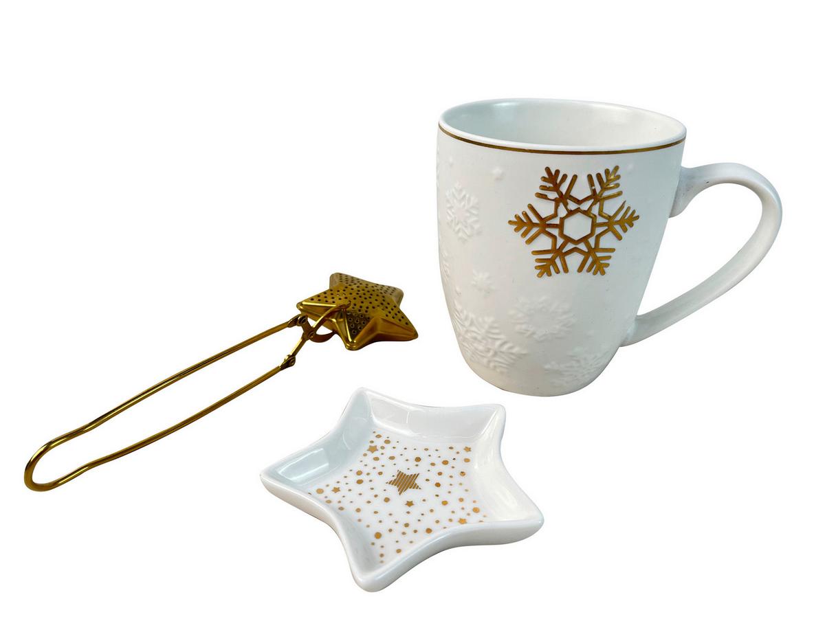 Teeset Christia - Goldfarben/Weiß, Basics, Keramik/Metall - James Wood