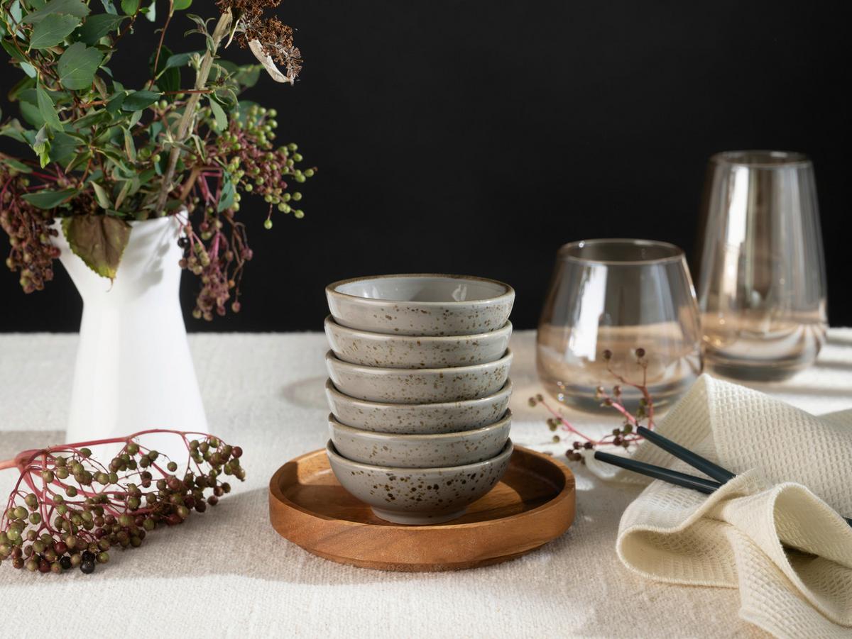 SADA MISEK NA OMÁČKU NATURE COLLECTION - šedá, Trend, keramika (8cm) - Creatable