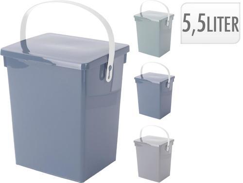 Komposteimer Waldi 5,5 L, Blau/grau/grün Mit Deckel - Blau/Grau, KONVENTIONELL, Kunststoff (23,5/18/26,5cm)