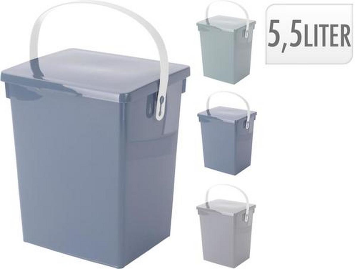 Komposteimer Waldi 5,5 L, Blau/grau/grün Mit Deckel - Blau/Grau, KONVENTIONELL, Kunststoff (23,5/18/26,5cm)