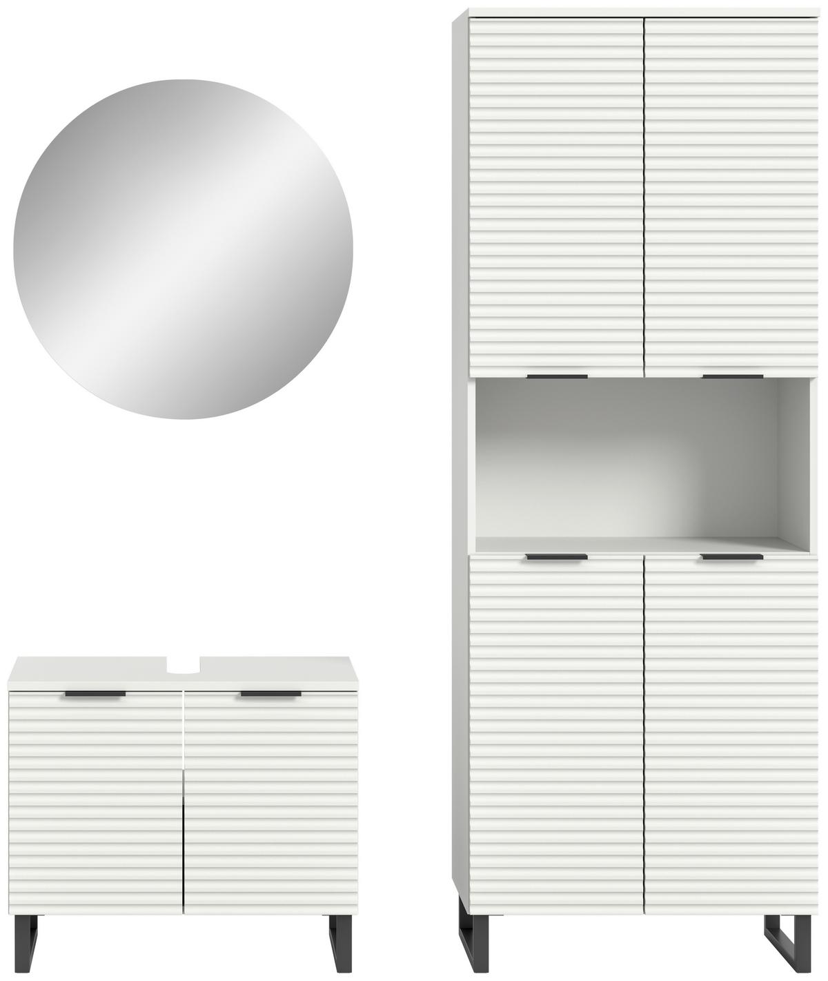 Badezimmer Riff Weiß B: 140 cm - Schwarz/Weiß, MODERN, Holzwerkstoff (140cm) - MID.YOU