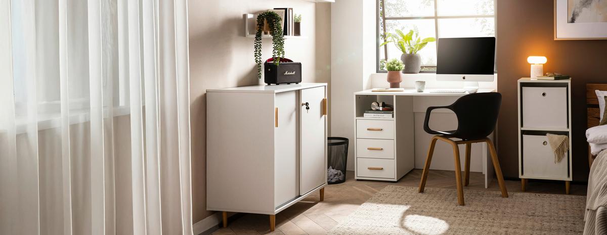 Schreibtisch Torge Weiß L: 109cm - Weiß, MODERN, Holzwerkstoff (109/58/74cm) - Livetastic