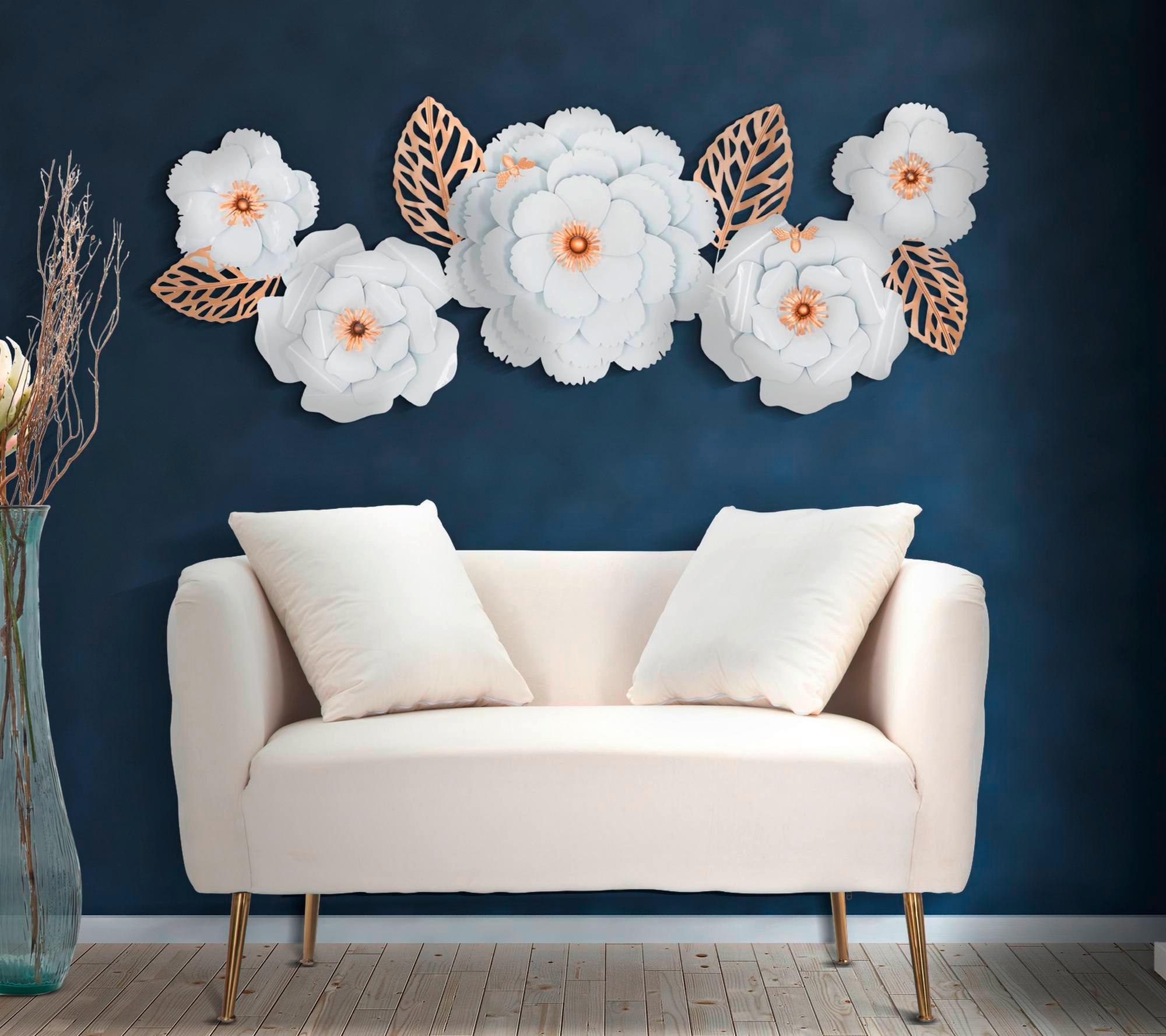 Wanddeko White Decor Goldfarben, Weiß B: 158 Cm - Goldfarben/Weiß, Basics, Metall (158/60/9cm)