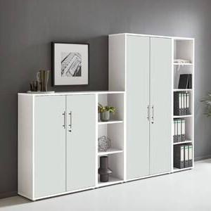 Office Edition B: 257 cm Weiß - Weiß, MODERN, Holzwerkstoff (257/186/33cm) - MID.YOU