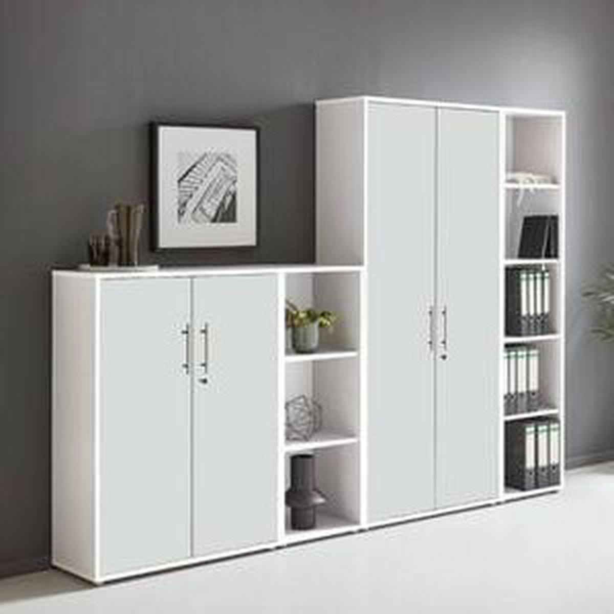 Office Edition B: 257 cm Weiß - Weiß, MODERN, Holzwerkstoff (257/186/33cm) - MID.YOU