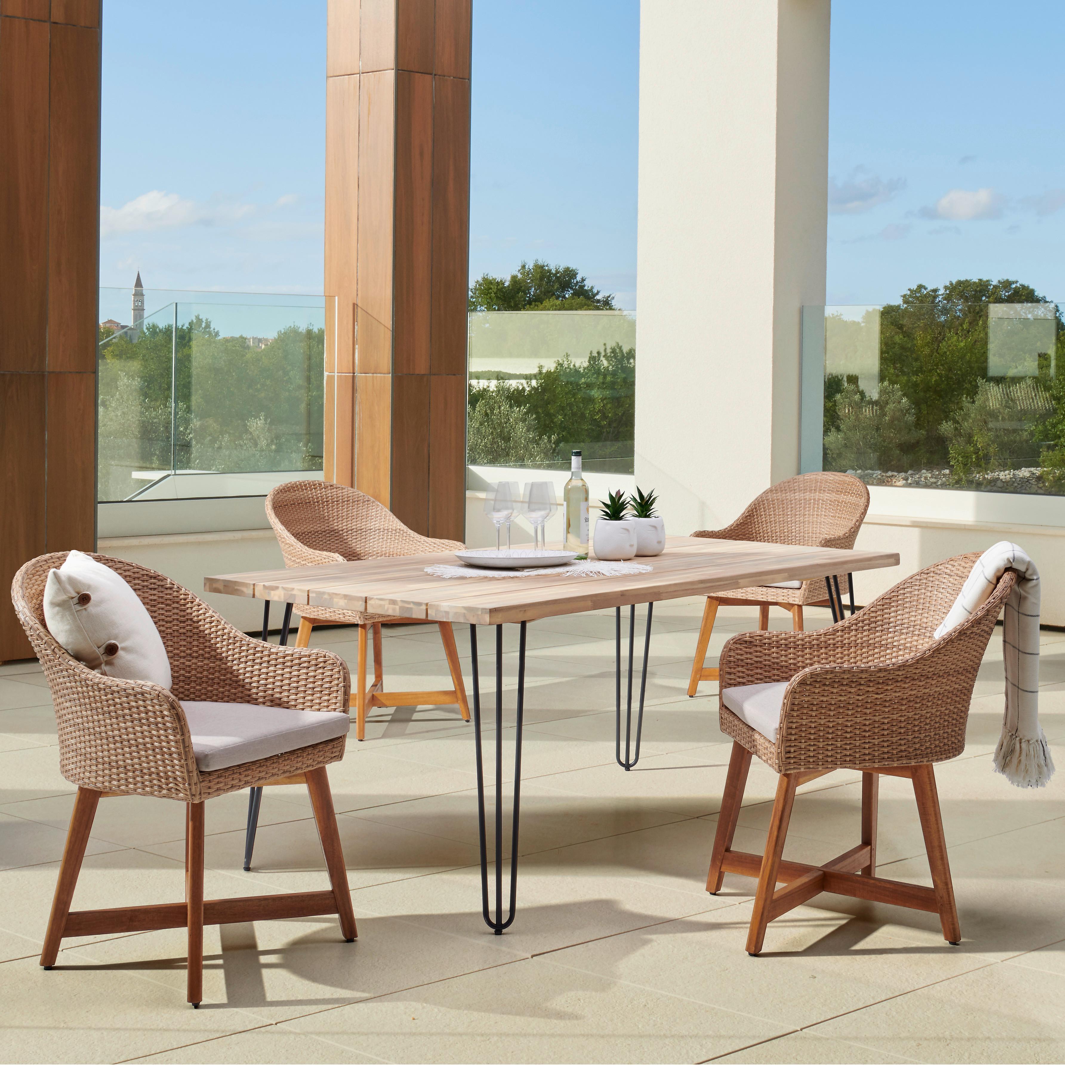 Gartensessel Melanie Aus Kunststoffgeflecht Mit Polster - Hellbraun, MODERN, Holz/Kunststoff (62/86/64cm) - Beldano