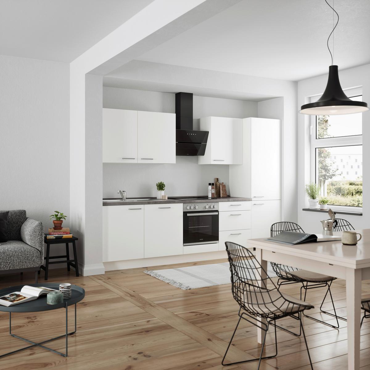 KÜCHENLEERBLOCK TOUCH HIGH - LINE, H10 RECHTS - Weiß/Grau, MODERN, Holzwerkstoff (300cm) - Nobilia