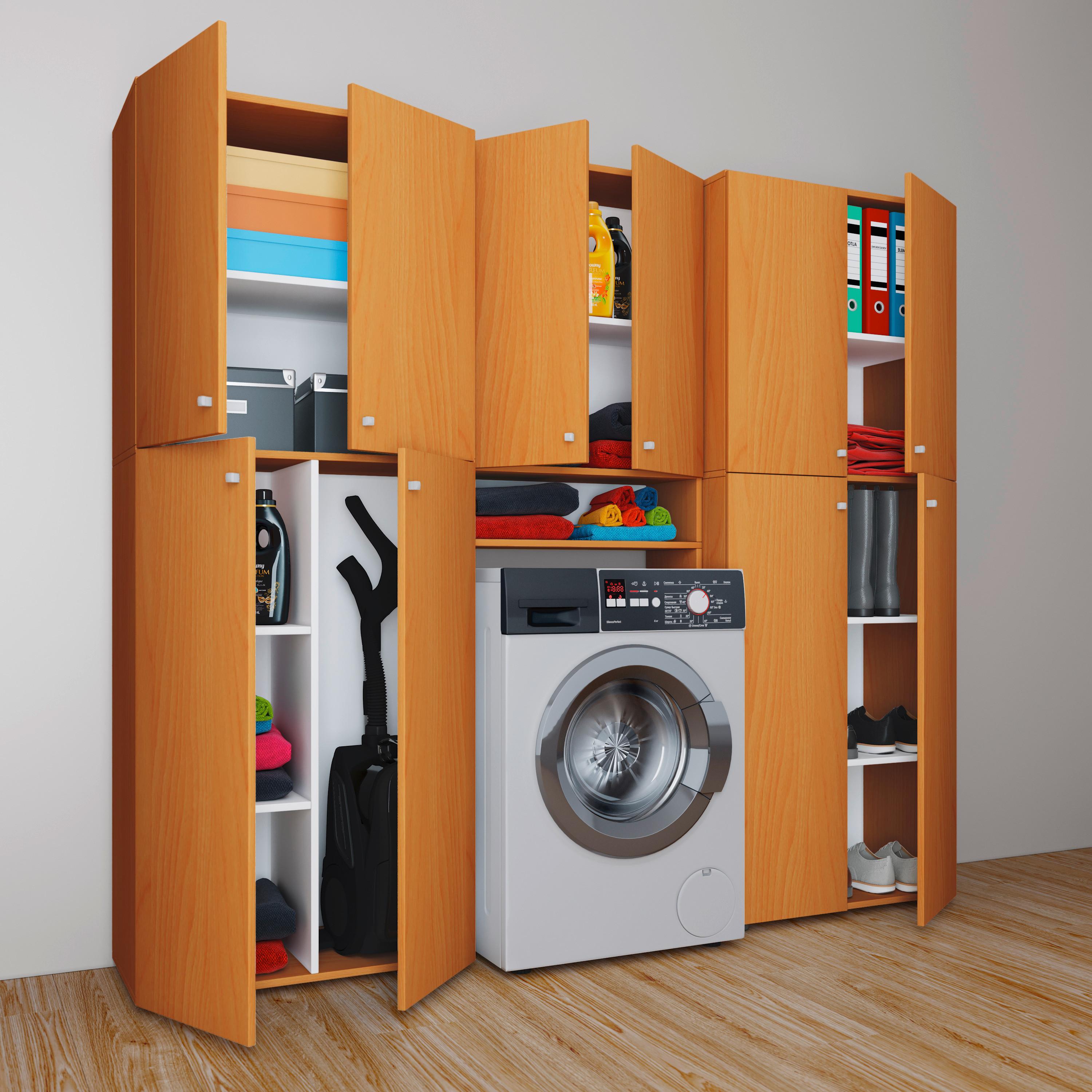 Mehrzweckschrank Lona Buche Dekor BxH 70x182 cm - Buchefarben/Weiß, KONVENTIONELL, Holzwerkstoff (70/182/37cm) - MID.YOU