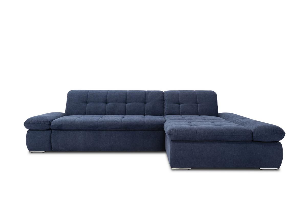 Ecksofa mit Armteilverstellung Moric Dunkelblau Mikrofaser - Chromfarben/Dunkelblau, KONVENTIONELL, Textil (300/172cm) - MID.YOU