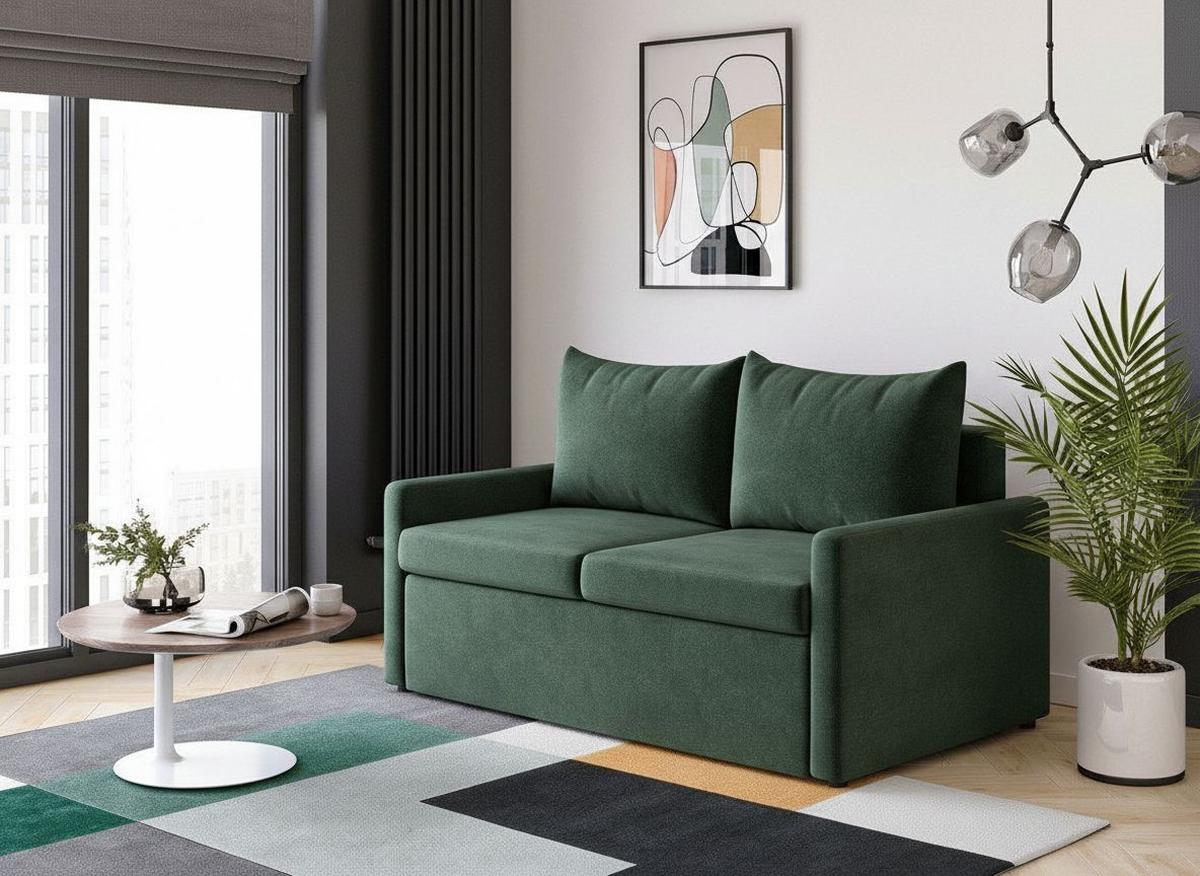 Schlafsofa Cologne Dunkelgrün B: 152cm - Dunkelgrün/Schwarz, Design, Textil (152/89/92cm) - MID.YOU