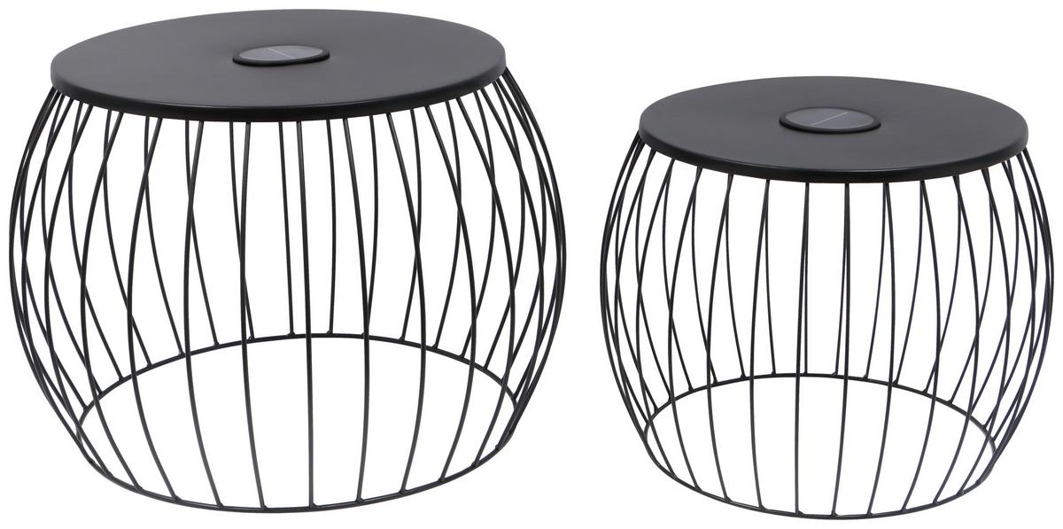 Beistelltischset Solar - Schwarz, MODERN, Metall - Beldano