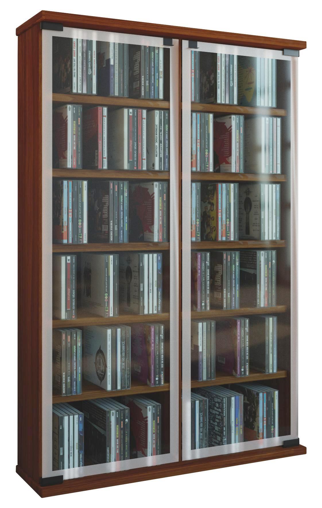 CD-regal Galerie B: 60 cm - Nussbaumfarben, KONVENTIONELL, Glas/Holzwerkstoff (60/92/18cm)