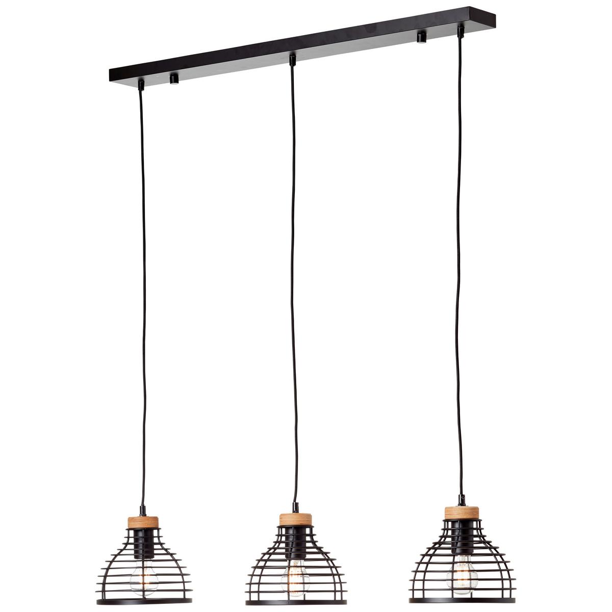 Pendelleuchte 99561/76 Avia - Schwarz, Natur, Holz/Metall (100/25/120cm) - Brilliant