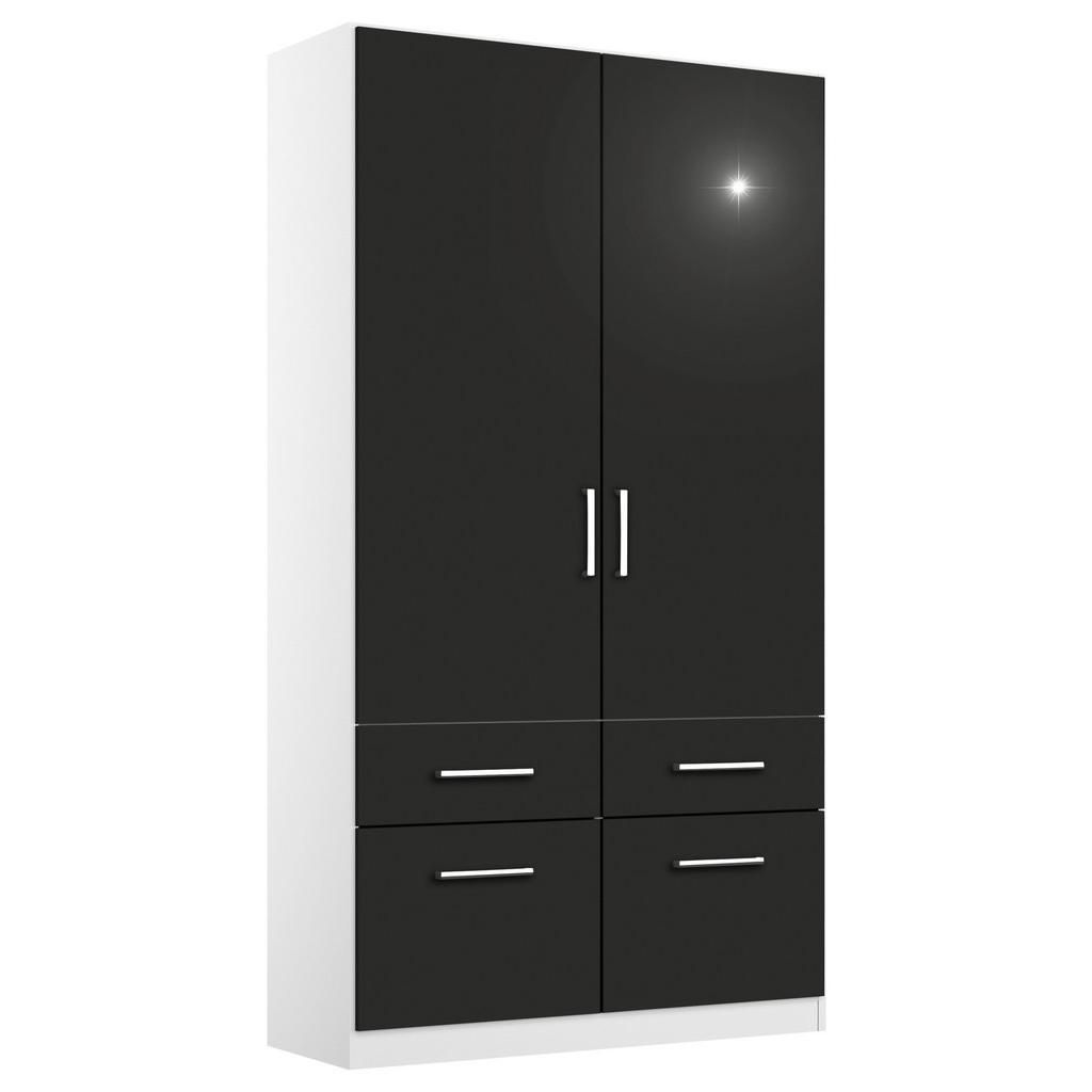 Drehtürenschrank B: 91 cm Berlin Weiß/Grau