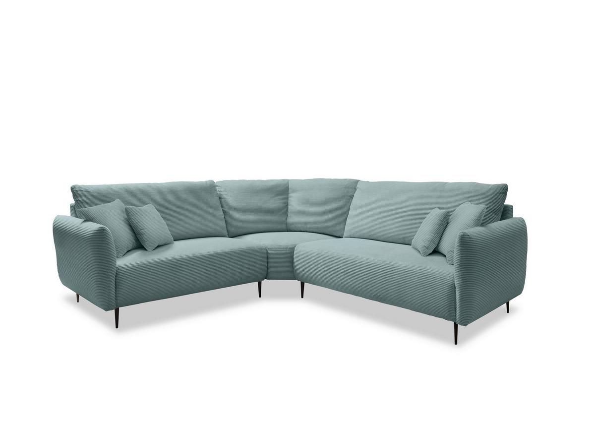 Ecksofa Vanilla Hellblau S: 256x256 cm - Schwarz/Grau, Design, Textil (256/256cm) - Livetastic
