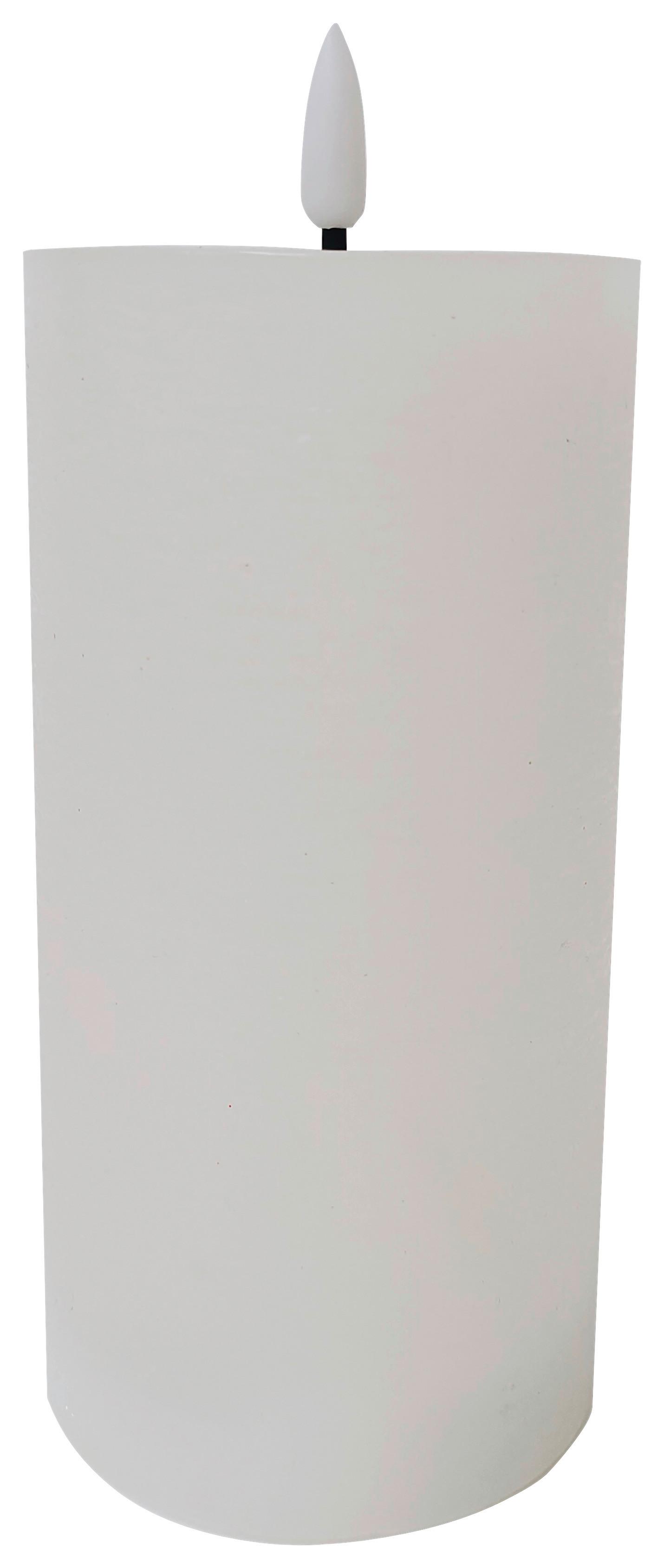 Svíčka s LED Mandy, V: 15cm - bílá, plast/přírodní materiály (7,5/15cm) - Premium Living